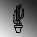 Decoratiune de perete, Cactus, Metal, Dimensiune: 29 x 70 cm, Negru