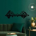 Decoratiune de perete, Mountains, Metal, Dimensiune: 72 x 25 cm, Negru