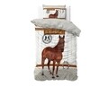 Lenjerie de pat pentru o persoana, Horse Riding Brown, Dreamhouse, 2 piese, 200x220 cm, bumbac, maro