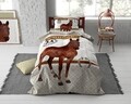 Lenjerie de pat pentru o persoana, Horse Riding Brown, Dreamhouse, 2 piese, 200x220 cm, bumbac, maro