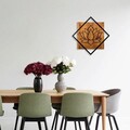 Decoratiune de perete, Lotus, 50% lemn/50% metal, Dimensiune: 54 x 54 cm, Nuc / Negru