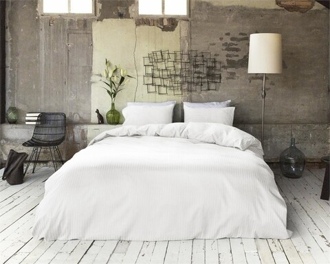 Lenjerie de pat dubla Hotel Linnen Cream, Primaviera Deluxe, 3 piese, 200x220/260 cm, bumbac satinat, crem