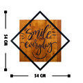 Decoratiune de perete, Smile Everday, 50% lemn/50% metal, Dimensiune: 54 x 54 cm, Nuc / Negru