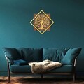Decoratiune de perete, Tree v2, 50% lemn/50% metal, Dimensiune: 54 x 54 cm, Nuc / Aur