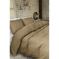 Lenjerie de pat dubla Hotel Linnen Taupe, Primaviera Deluxe, 3 piese, 200x220/260 cm, bumbac satinat, maro