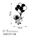 Decoratiune de perete, Astronaut 2, Metal, Dimensiune: 44 x 70 cm, Negru