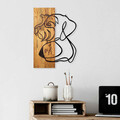 Decoratiune de perete, Mr.Dog, 50% lemn/50% metal, Dimensiune: 35 x 3 x 50 cm, Negru / Nuc deschis