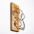 Decoratiune de perete, Mr.Dog, 50% lemn/50% metal, Dimensiune: 35 x 3 x 50 cm, Negru / Nuc deschis