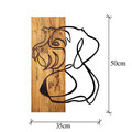 Decoratiune de perete, Mr.Dog, 50% lemn/50% metal, Dimensiune: 35 x 3 x 50 cm, Negru / Nuc deschis