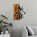 Decoratiune de perete, Love Is In The Aır, 50% lemn/50% metal, Dimensiune: 36 x 3 x 50 cm, Negru / Nuc deschis