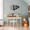 Decoratiune de perete, Love 4, Metal, Dimensiune: 68 x 42 cm, Negru