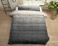 Lenjerie de pat dubla VELVET Indigo Knit Grey , Primaviera Deluxe, 3 piese, 200x220 cm, bumbac satinat, gri