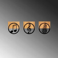 Decoratiune de perete, Just Music, 50% lemn/50% metal, 25 x 3 x 27 cm, 3 piese, Nuc negru