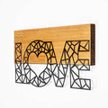 Decoratiune de perete, Love, 50% lemn/50% metal, Dimensiune: 58 x 3 x 30 cm, Nuc negru
