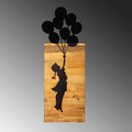 Decoratiune de perete, Chıld And Balloons, 50% lemn/50% metal, 30 x 86 cm, Negru