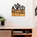 Decoratiune de perete, Cactus, 50% lemn/50% metal , Dimensiune: 58 x 56 x 3 cm, Negru