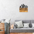 Decoratiune de perete, Cactus, 50% lemn/50% metal , Dimensiune: 58 x 56 x 3 cm, Negru