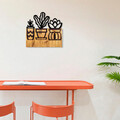 Decoratiune de perete, Cactus, 50% lemn/50% metal , Dimensiune: 58 x 56 x 3 cm, Negru