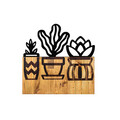 Decoratiune de perete, Cactus, 50% lemn/50% metal , Dimensiune: 58 x 56 x 3 cm, Negru