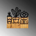 Decoratiune de perete, Cactus, 50% lemn/50% metal , Dimensiune: 58 x 56 x 3 cm, Negru