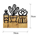 Decoratiune de perete, Cactus, 50% lemn/50% metal , Dimensiune: 58 x 56 x 3 cm, Negru
