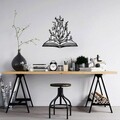 Decoratiune de perete, Flower In Book, Metal, Dimensiune: 70 x 64 cm, Negru