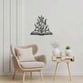 Decoratiune de perete, Flower In Book, Metal, Dimensiune: 70 x 64 cm, Negru