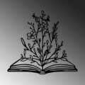 Decoratiune de perete, Flower In Book, Metal, Dimensiune: 70 x 64 cm, Negru