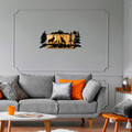 Decoratiune de perete, Wolves, 50% lemn/50% metal, Dimensiune: 88 x 39 x 3 cm, Negru