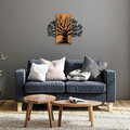 Decoratiune de perete, Monumental Tree, 50% lemn/50% metal, Dimensiune: 67 x 58 cm, Nuc / Negru