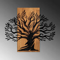 Decoratiune de perete, Monumental Tree, 50% lemn/50% metal, Dimensiune: 67 x 58 cm, Nuc / Negru