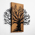 Decoratiune de perete, Monumental Tree, 50% lemn/50% metal, Dimensiune: 67 x 58 cm, Nuc / Negru