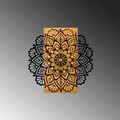 Decoratiune de perete, Mandala 2, 50% lemn/50% metal, Dimensiune: 58 x 58 x 3 cm, Negru