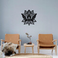 Decoratiune de perete, Lotus, Metal, Dimensiune: 70 x 70 cm, Negru