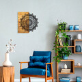 Decoratiune de perete, Mandala 4, 50% lemn/50% metal, Dimensiune: 59 x 58 x 3 cm, Negru