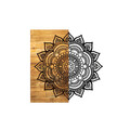 Decoratiune de perete, Mandala 4, 50% lemn/50% metal, Dimensiune: 59 x 58 x 3 cm, Negru