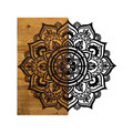 Decoratiune de perete, Mandala 6, Metal/lemn, Dimensiune: 59 x 3 x 58 cm, Nuc / Negru