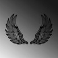 Decoratiune de perete, Angel Wings, Metal, 48 x 65 cm, 2 piese, Negru