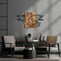 Decoratiune de perete, World Map, 50% lemn/50% metal, Dimensiune: 118 x 3 x 70 cm, Nuc negru