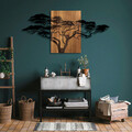 Decoratiune de perete, Acacia Tree, 50% lemn/50% metal, Dimensiune: 144 x 3 x 70 cm, Nuc negru