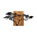 Decoratiune de perete, Acacia Tree, 50% lemn/50% metal, Dimensiune: 144 x 3 x 70 cm, Nuc negru
