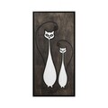 Decoratiune de perete, Cat Family, Placaj, 29 x 59 cm, Alb/Negru