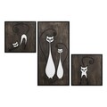 Decoratiune de perete, Cat Family Set, Placaj, 30 x 30 cm, 2 piese, Alb/Negru