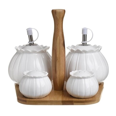 Oliviera InArt, 4 piese, portelan, alb