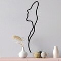 Decoratiune de perete, Woman Face Profile, Dimensiune: 18 x 0,15 x 74 cm, Negru