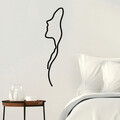 Decoratiune de perete, Woman Face Profile, Dimensiune: 18 x 0,15 x 74 cm, Negru