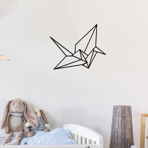 Decoratiune de perete, Origami, Dimensiune: 33 x 41 cm, Negru