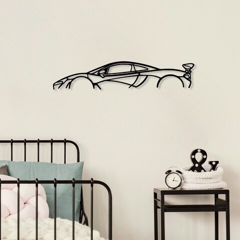Decoratiune de perete, Mclaren P1 Silhouette, Metal, Dimensiune: 68 x 14 cm, Negru