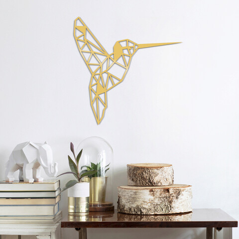 Decoratiune de perete, Bırd Metal Decor, Dimensiune: 44 x 44 cm, Auriu