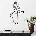 Decoratiune de perete, Woman With Hair Bun, Metal, Dimensiune: 39 x 57 cm, Negru